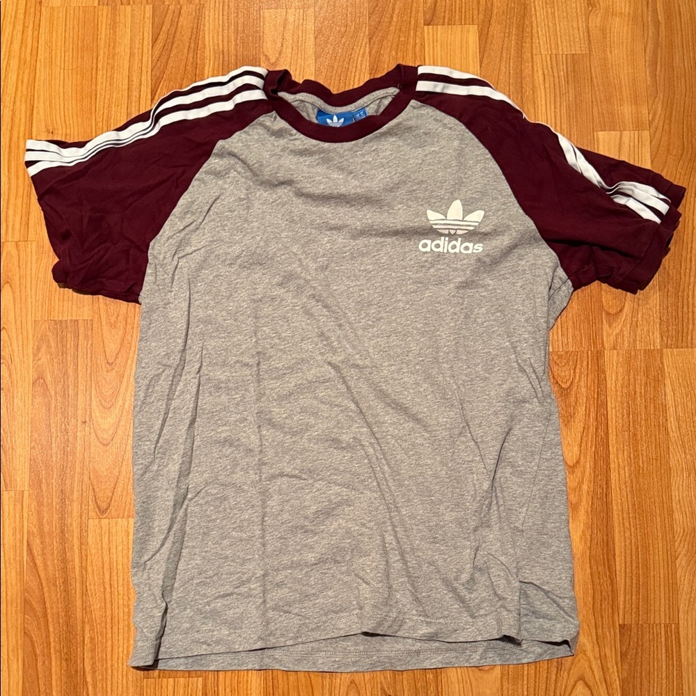 Adidas Gray and Burgundy Raglan Tee